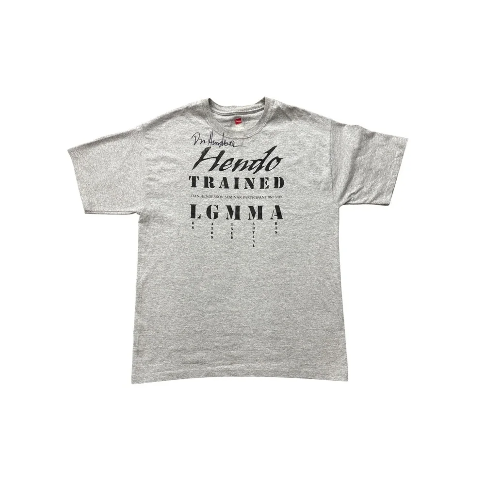 Dan Henderson Signed Hendo Trained LG MMA Seminar T-Shirt Gray Mens Medium